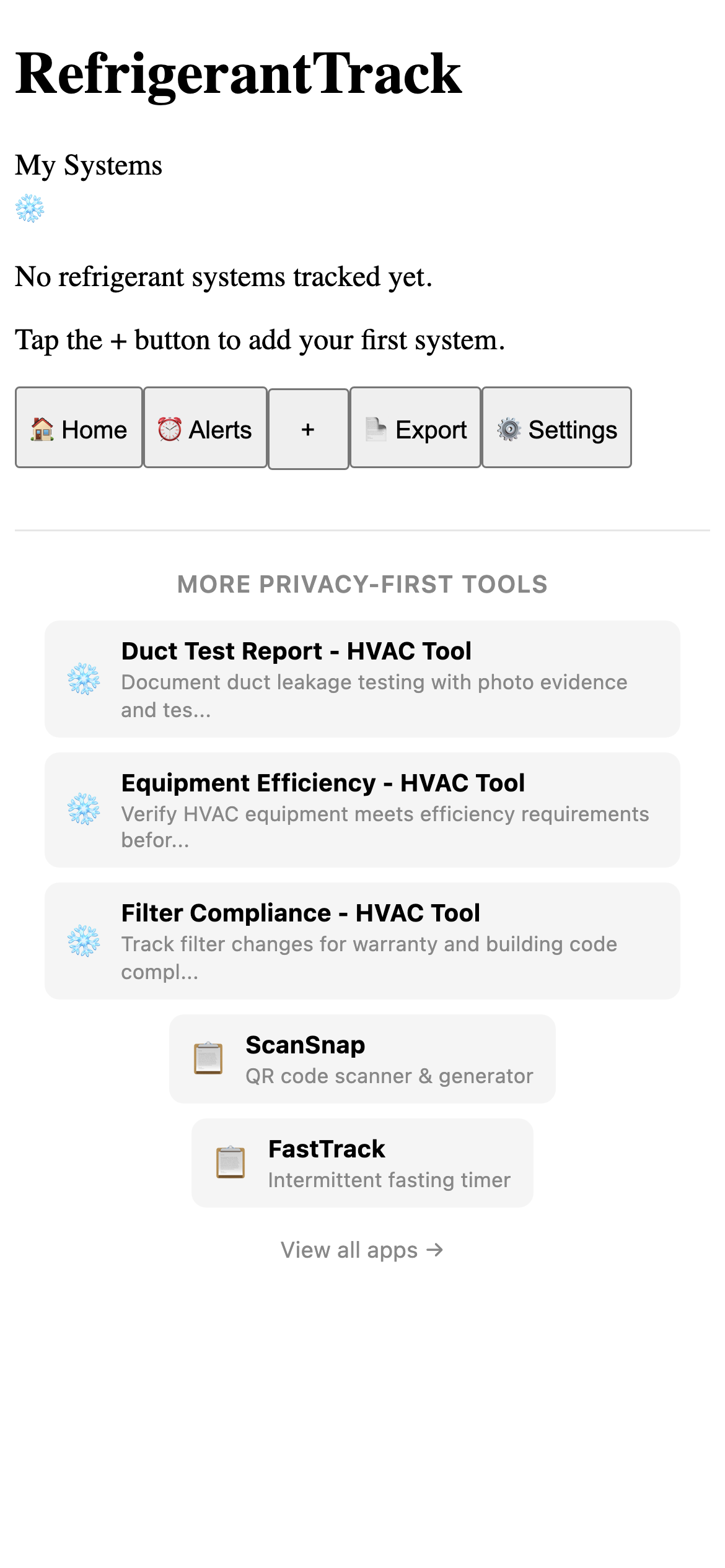 RefrigerantTrack Pro feature detail